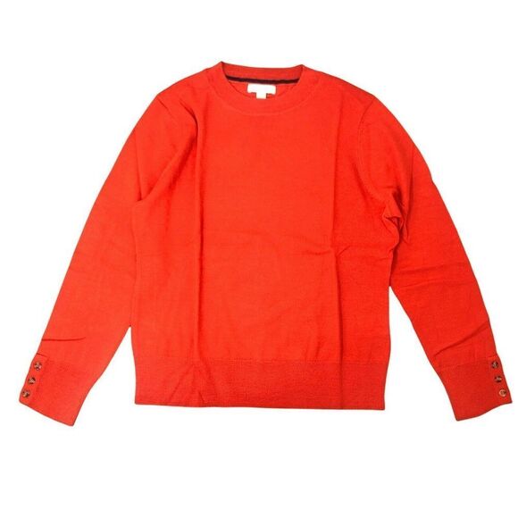 Charter Club Button-Sleeve Sweater Poincianae S - Picture 2 of 3